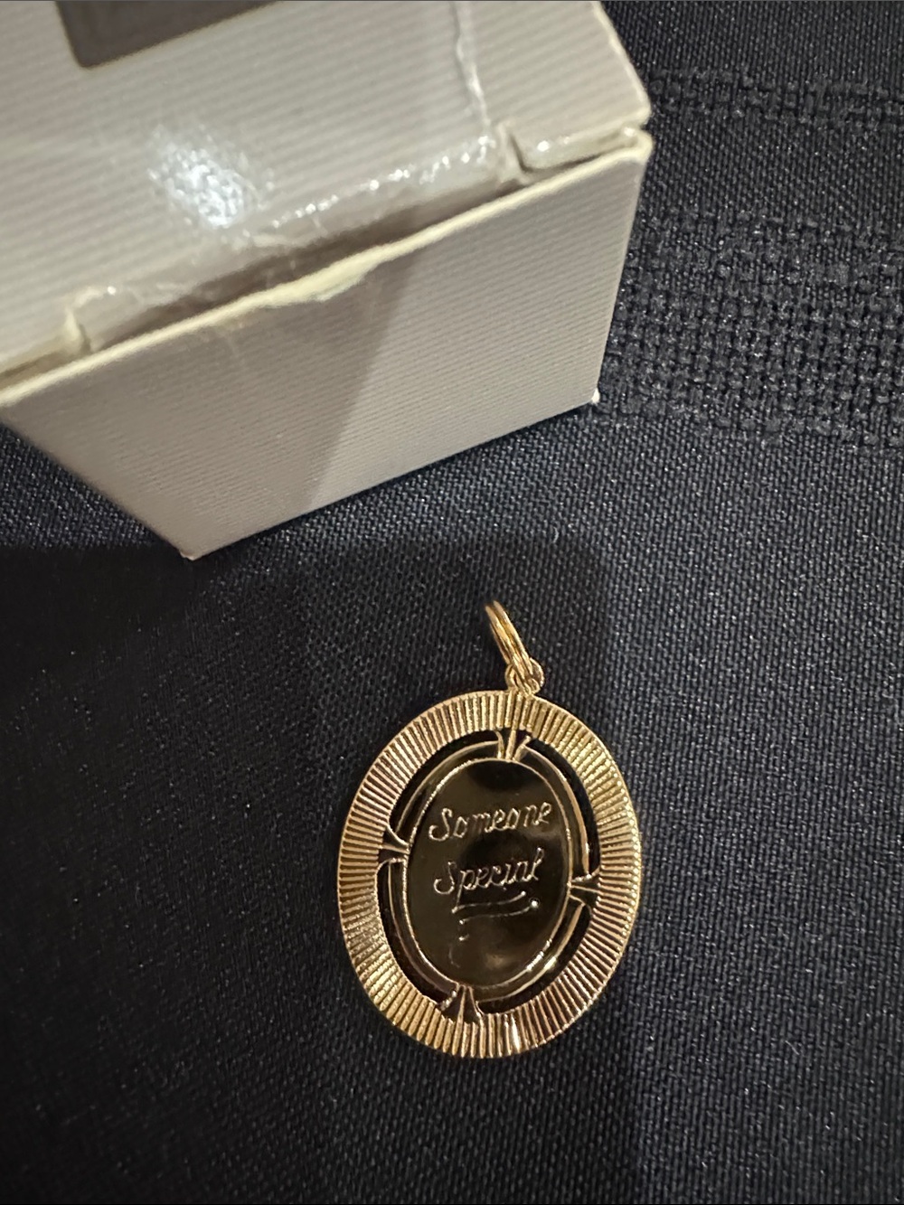 Vintage Avon Gold color ‘Someone Special' Oval Pendant Necklace Charm